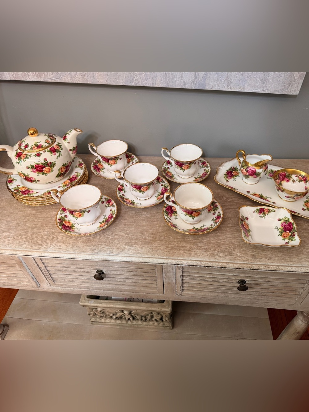 RARE 1962 Royal Albert Old Country Rose Tea Set- pristine!